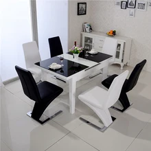 2 PCS Z Shape Dining Chair Faux Leather Metal Legs Loft Lounge Stool Modern Design Padded Seat Chair Dining Chair Home Furniture