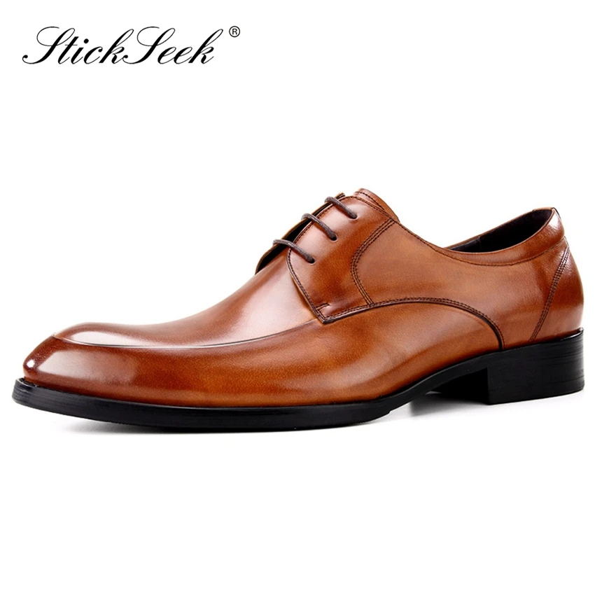 New Classic Genuine Cow Leather Formal Dress Men's Derby Shoes Banquet Welted Wedding Basic Laces Footwear For Gentleman SK131 | Обувь