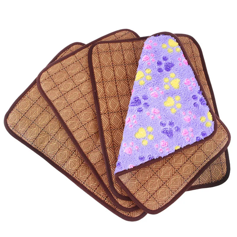 

2 in 1 Bamboo Pet Dog Mat Summer Puppy Cooling Mat Pad Bed Blanket for Chihuahua Teddy Yorkshire Pets Bamboo Mat Plus Sizes 35