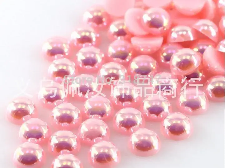 6 мм смешанные цвета AB Ремесло ABS смолы плоские с оборота полукруглые жемчужины плоские для альбома бусины DIY ногти(200 шт./лот - Цвет: pink