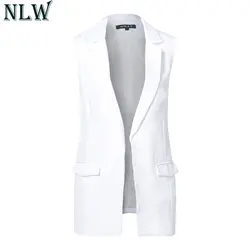 NLW черный для женщин жилет блейзер с надрезом без рукавов Длинный Блейзер Куртка 2019 женский летний формальные офис повседневное пальт