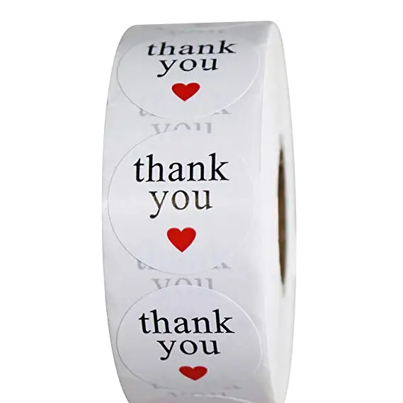 

1 inch Round red love with thank you Stickers 500 Labels per roll cute stickers for Cake Packaging seal labels handmade sticker
