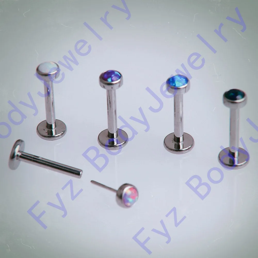 

G23 Titanium Threadless Push Pin 18G Ear Cartilage Helix Tragus Stud Opal 16G Labret Lip Piercing Body Jewelry