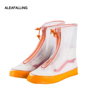

Aleafalling New Fashion Rain Shoes Cover Women And Man Blue Pink Waterproof Solid Polyester Rainproof Boots Portable In BagsSC53