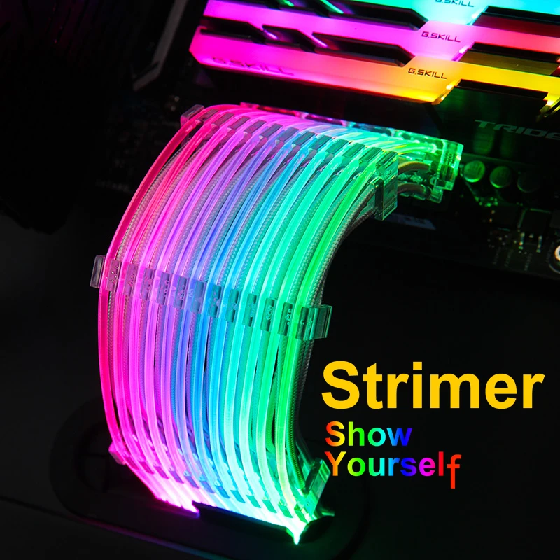 Lian Li Strimer-24/Strimer-8, 5 в RGB удлинительные кабели, Радужное освещение, для 24Pin к материнской плате/Dual-8Pin к видеокарте