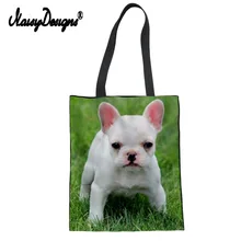 Noisydesigns, с принтом мопса, на заказ, Студенческая Холщовая Сумка-тоут, для женщин, для ежедневных покупок и девушек, на ремне, на ремне, для книг, в стиле Stoffa