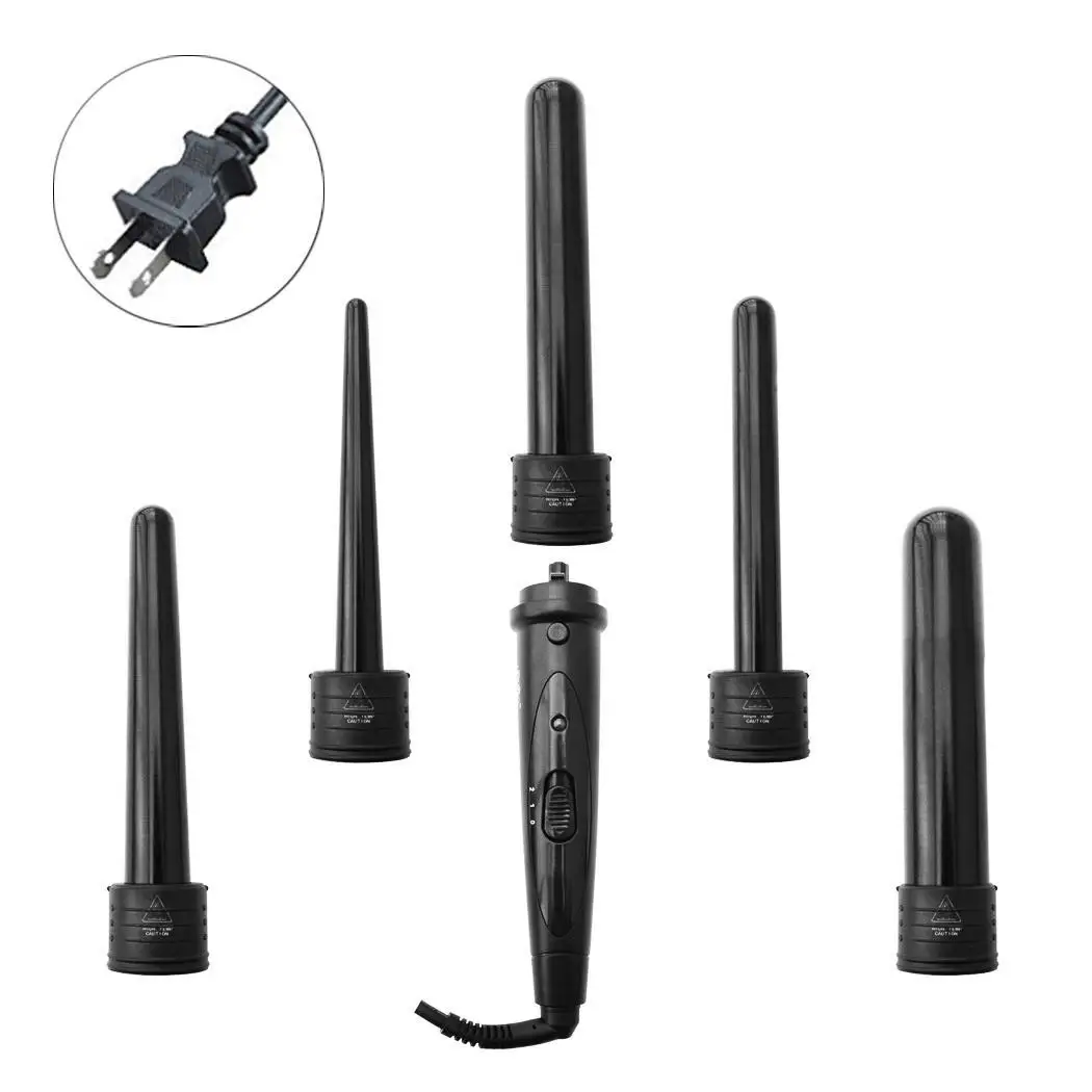 

5 In 1 Multifunctional Ceramic Hair Curling Wand Hair 45W Curler EU Plug, US Plug Red, Black 100-240V