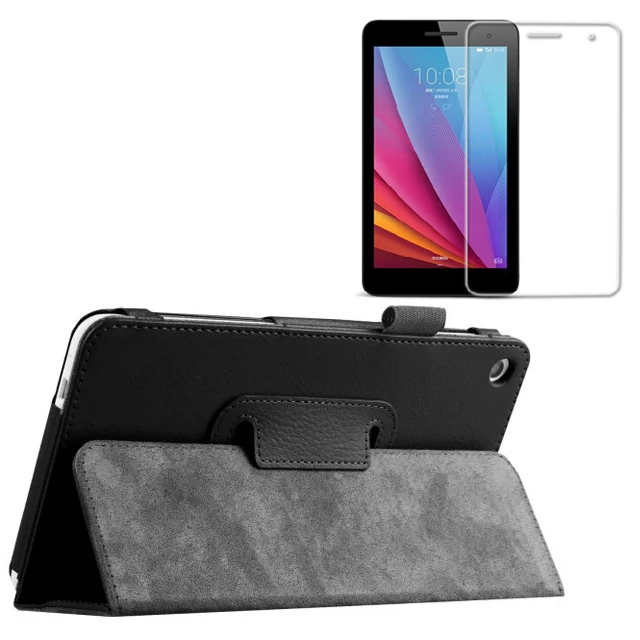 

1xScreen Protector , Folio Stand Holder Lychee Leather Case Protective Flip For Huawei MediaPad T1 7.0 / Honor Play T1-701u 7"