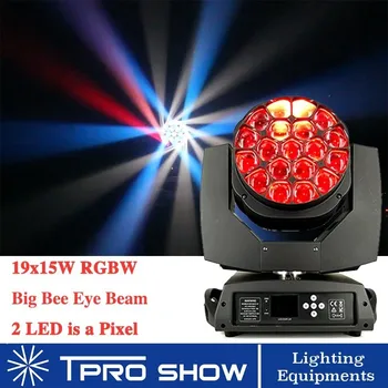 buy 19x15 W Bee Eye LED Moving Head Beam Zoom RGBW Podium Licht Apparatuur Dmx Disco Verlichting Voor DJ club Party 2 LED Pixel Controle