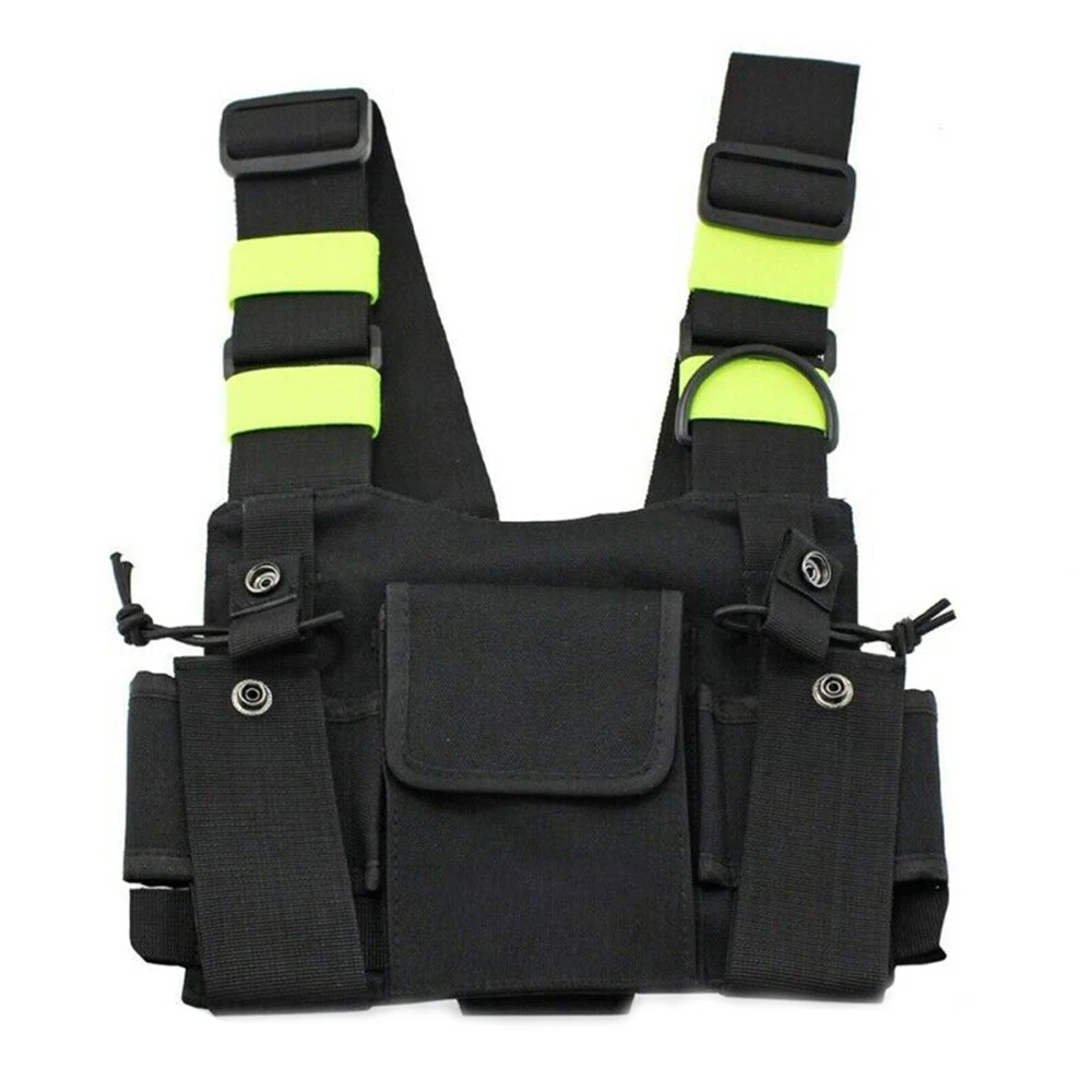 

Reflective Radio Chest Harness Chest Front Pack Pouch Holster Vest Rig Carry Case for Two Way Radio Walkie Talkie