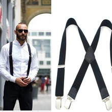 Высококачественные черные мужские супер эластичные подтяжки металлические зажимы регулируемые подтяжки шириной 4,0 см