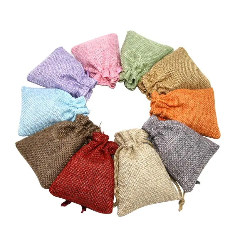 

6pcs Burlap Drawstring Bags Pouches Party Favors Candy Gift Jewelry Storage Bags Random Color Drawstring Pouches Wedding Bags