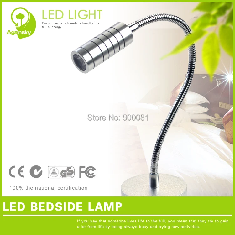 Silver 1W LED Bed Headboard Reading Light AC220V Aluminum luminaria de