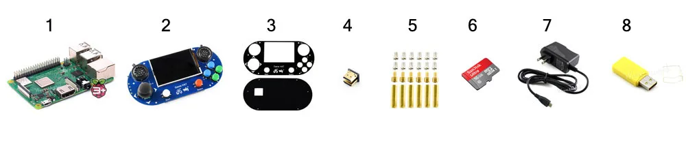 Raspberry Pi 3B+ игровая шляпа 3,5 дюймов HDMI ЖК-геймпад джойстик консоль+ Raspberry Pi 3B++ Micro SD карта+ адаптер питания и т. д