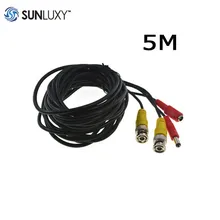 SUNLUXY 5M BNC Cable Video DC Extension Power Supply Cable for DVR CCTV Camera Monitor High