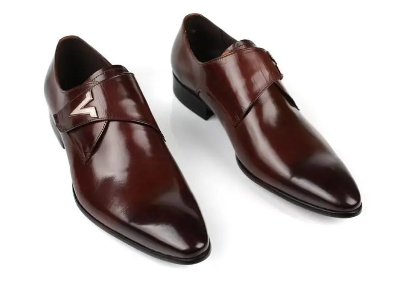 Alta Oficina Hebilla Hombres Zapatos Genuino Hombre Trabajo Cuero Mens Moda Boda Toe 2 1 Señaló Vaca Calidad Vestir Nuevo De aw781A