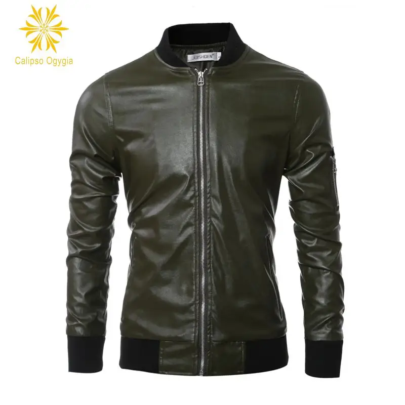 

Jacket Moto Hombre Casaca De Cuero Hombre New Spring Calipso Ogygia Men's Leather Jacket Slim Fit Biker Motorcycle M-3xl
