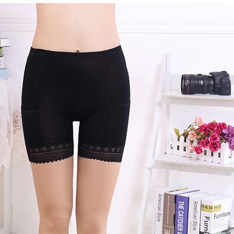 

New Fashion Underwear Women Ladies Safety Panties Modal Lace Sexy Shorts Breathable Seamless Underpants with Pockets