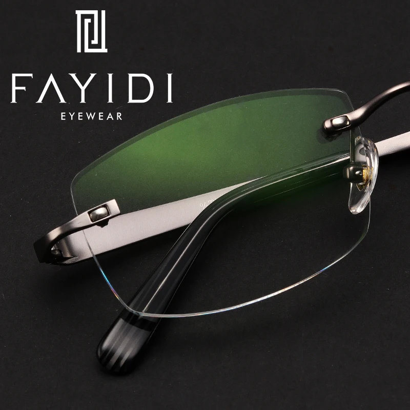 

Metal Men's Rimless Eyeglasses Prescription Optical Clear Computer Myopia Eye Glasses #F106