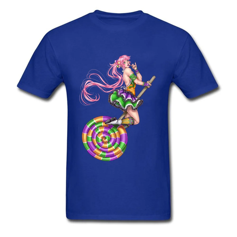 Lollipop Witch by Amberly Berendson T Shirt for Men Printed Summer/Autumn Tops T Shirt Cheap Clothing Shirt O Neck 100% Cotton Lollipop Witch by Amberly Berendson blue
