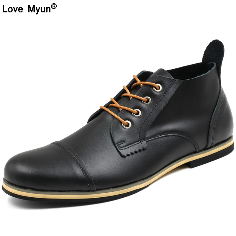 

Plus Size 47 Men Boots Genuine Leather High Top Men Shoes Fashion Ankle Boots For Men Winter Shoes Male Botas 752