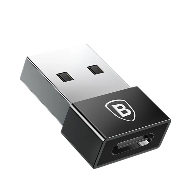 Baseus USB штекер для type C Женский адаптер USB C OTG Coverter для samsung S9 Plus Macbook Xiaomi Mi max 3 usb type-C кабель адаптер - Цвет: Black