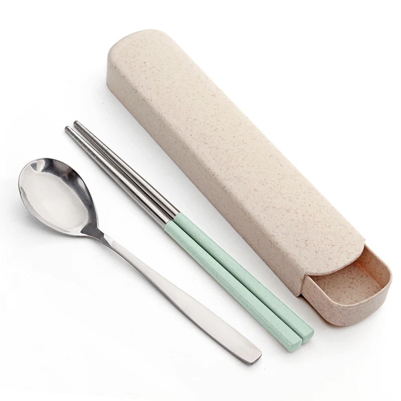 Hot Sale Japan Style Cute Portable Flatware Set of 3PCS Stainless Steel