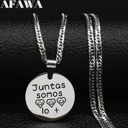 2019 модное ожерелье Juntas somos Lo + из нержавеющей стали с маленькой цепочкой для женщин серебряного цвета ожерелья ювелирные изделия cadenas mujer N19214