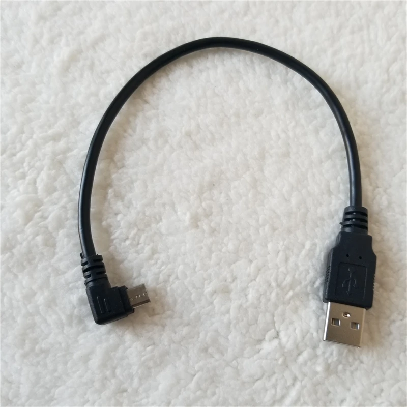 

100pcs/lot USB Type A to 90 Degree Right Angle Micro USB Data Extension Charger Supply Cable 25cm Black for Android Phone