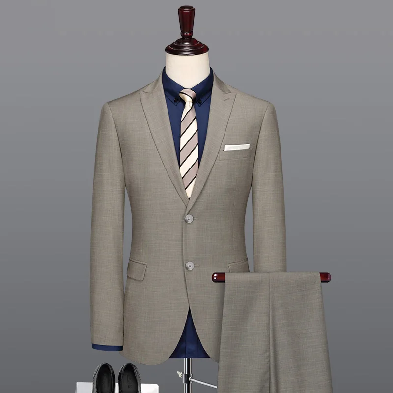

men suit 2018 new spring summer smart casual slim fit groom wedding suits set blazer pant 2pcs set father day gifts plus size 56