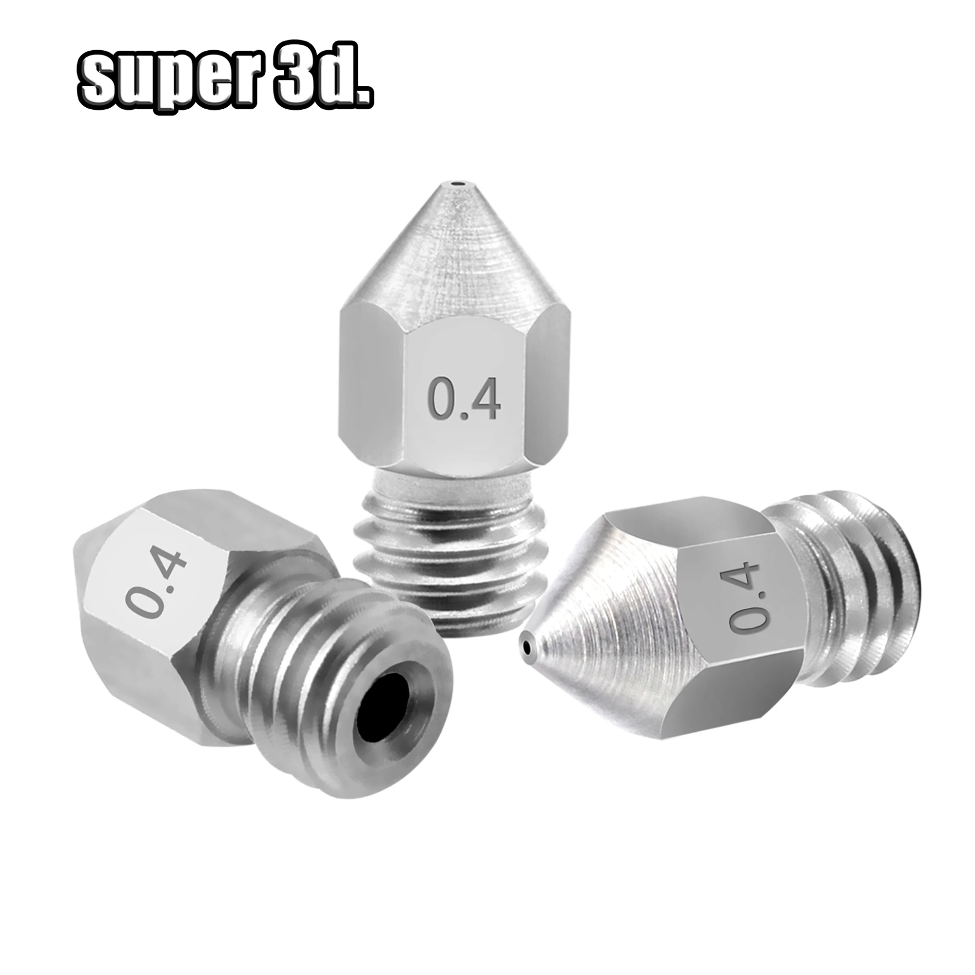 1pcs MK8 Hardened steel Die Steel Nozzle 0.4mm M6 threaded for 1.75mm filament 3D printer parts