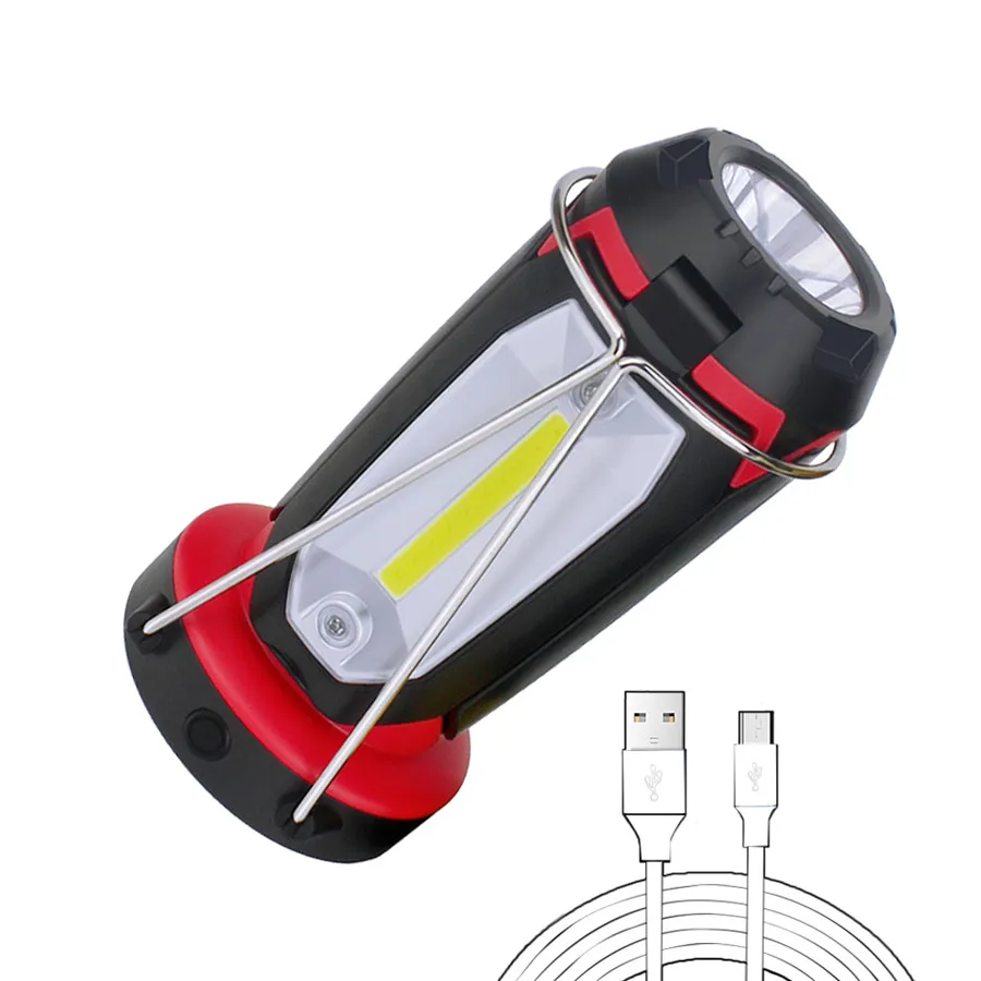 XPE светодиодный+ 3* COB светодиодный портативный фонарь палаточный светильник светодиодный походный светильник водонепроницаемый уличный рабочий светильник USB Перезаряжаемый удобный точечный светильник - Мощность в ваттах: Red