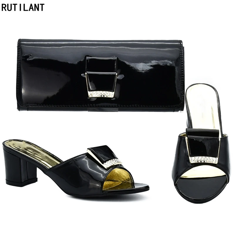 

Italian Designer Shoes and Bags Matching Set Decorated with Rhinestone Matching Shoes and Bag Set In Heels Nigerian Women Shoes