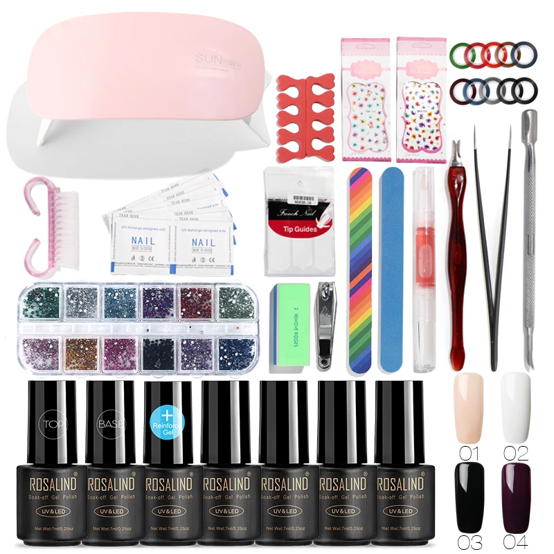 

ROSALIND 7ml Nail Art Tools Cure Manicure Kit UV Gel Polish Any 4 color Gel Primer For Nails Design