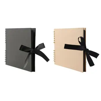 

Scrapbook Photo Album.11 x 8.2 inches DIY Photos Collection with Ribbon Tie, Wedding Guest Book, Anniversary Travel Memory Scra