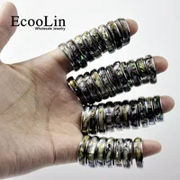 50Pcs EcooLin Brand Fashion Natural Shellfish Abalone Shell 316L Stainless Steel Rings For Women Jewelry Lots Bulk LR4029 2