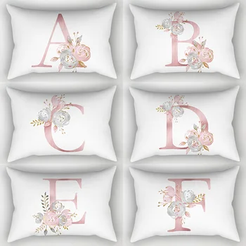 

High Quality Hot Sale Popular Flowers 1PC English Alphabet 30*50cm 24 Letter Pillow Case