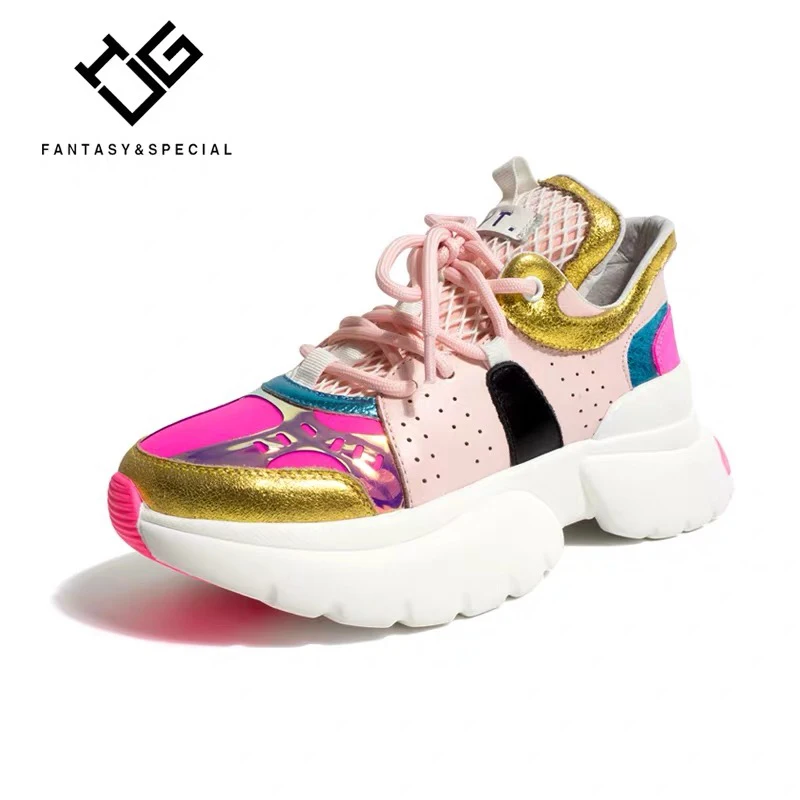

IGU Fashion 2019 Casual Shoes Woman Sneakers Genuine Real Leather Lady Platform Sneakers Women Brand Retro Platform Sneaker Lady