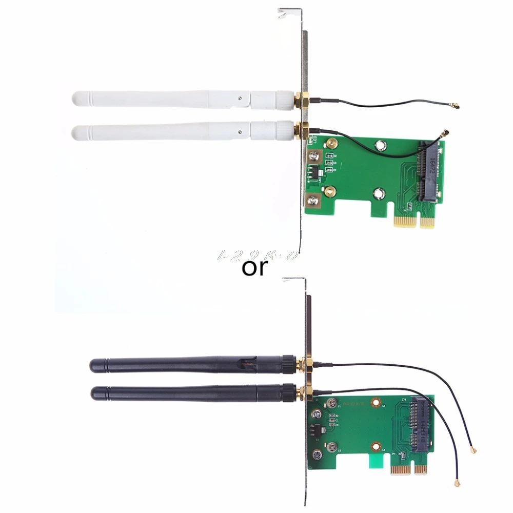 Мини PCI-E к 1X настольный адаптер конвертер с двумя антеннами для беспроводной Wi-Fi