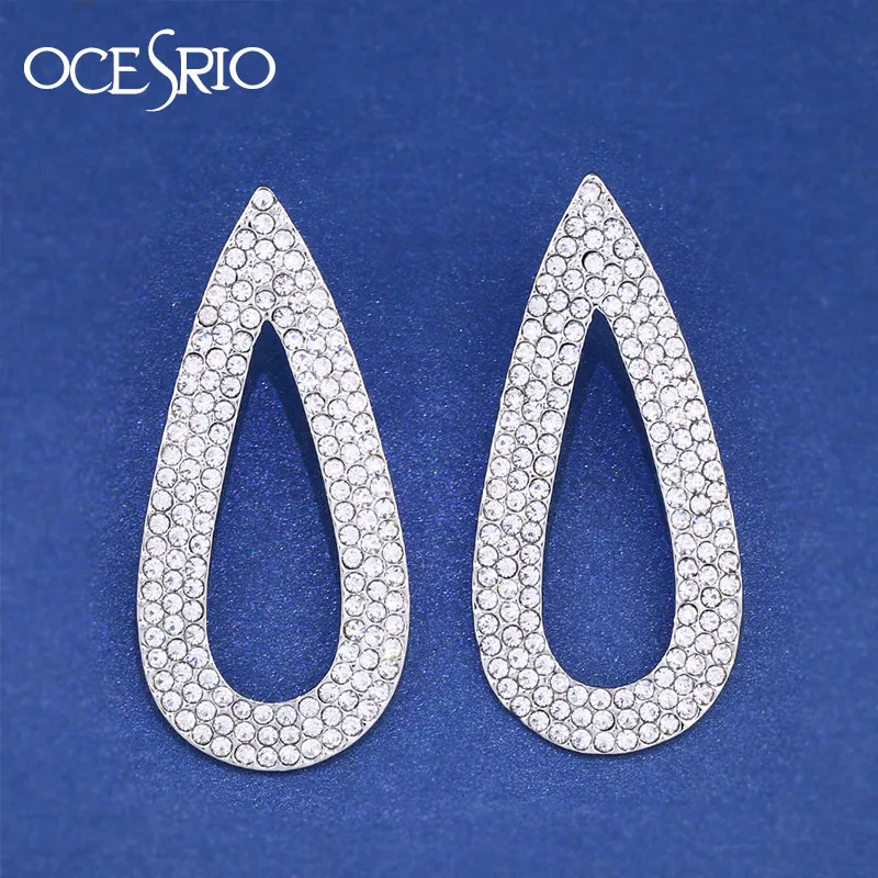 

OCESRIO Luxury Big Evening Earrings for Wedding Teardrop Wedding Earrings for Brides Wedding Jewelry 2019 oorbellen ers-g69