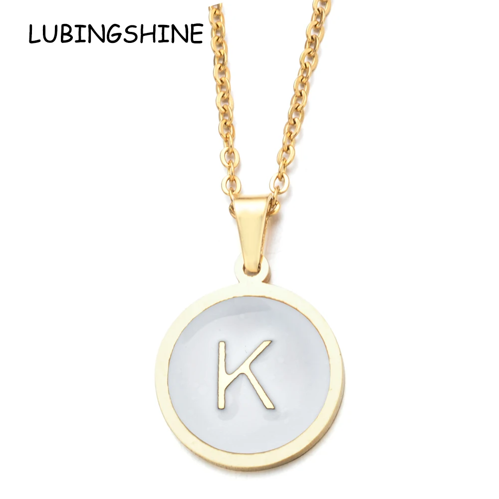 

Luxury 26 Letters Stainless Steel Gold Color Shell Pendant Chain Necklace Women Initial Alfabet Bridal Wedding Jewelry