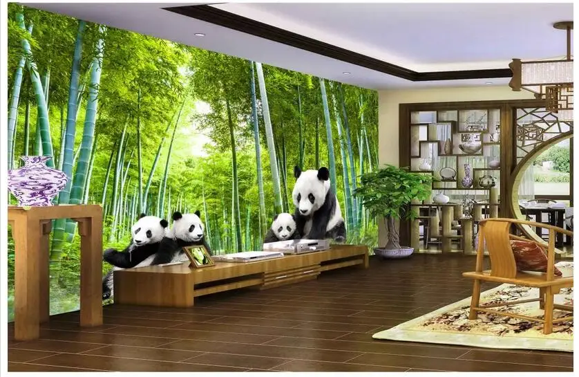 

3d wallpaper custom photo non-woven mural wall sticker 3 d National treasure panda bamboo painting room wallpaper for walls 3d