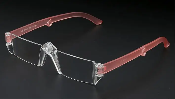 Ультра-светильник, очки для чтения, для мужчин и женщин, складная оправа, без оправы, очки для зрения, портативные, дальнозоркие очки, Анти-усталость, линзы, очки - Цвет оправы: Розовый