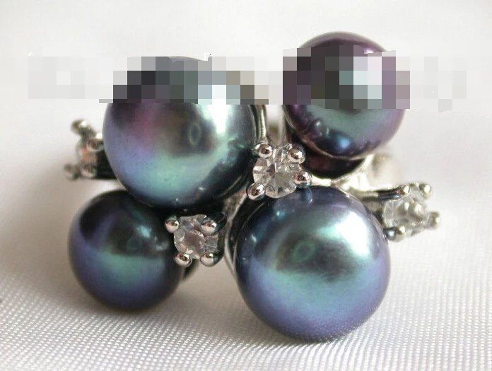 

2175 round black freshwater cultured pearl ring