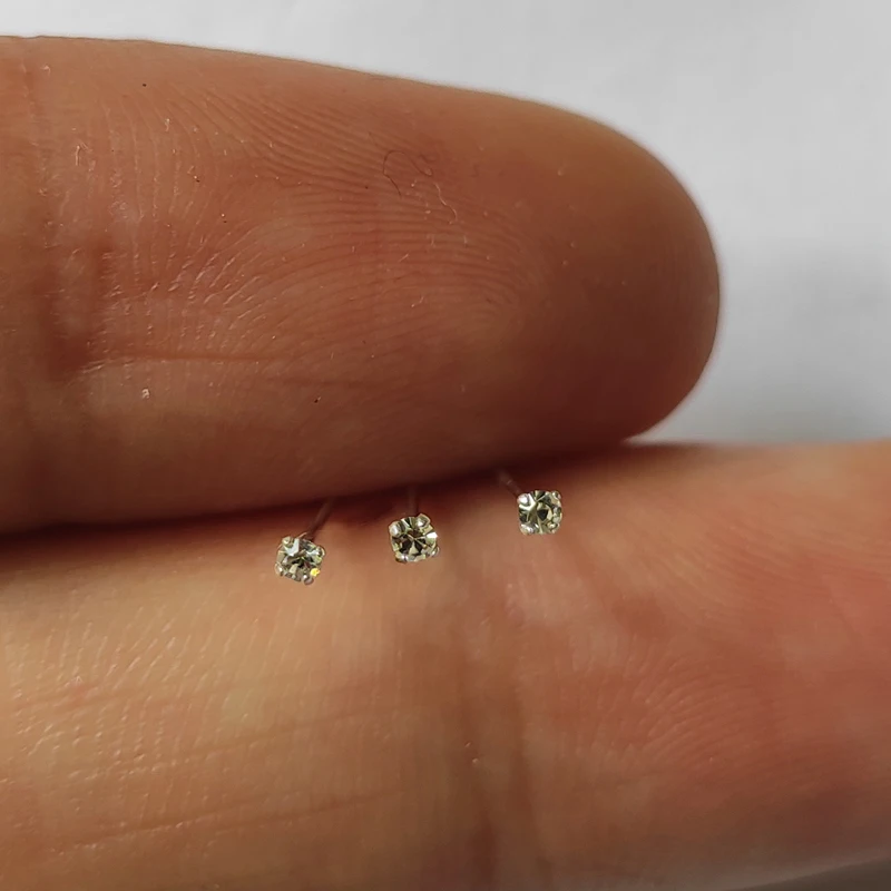 925 Sterling Silver 1.5MM Clear Crystal Nose Stud Pin Bone Tiny Nariz Piercing Body Jewelry 36pcs/Pack 6