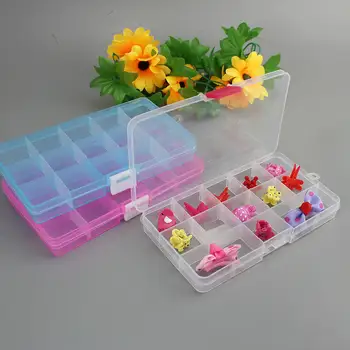 

5 pcs 15 Slots Plastic Storage Box Case Transparent Rectangle Organizer Beads Earring Jewelry Container 2019 New Arrival