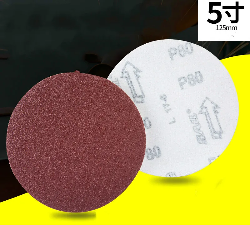 5 inch disc sand disc brushed piece of self adhesive sandpaper back