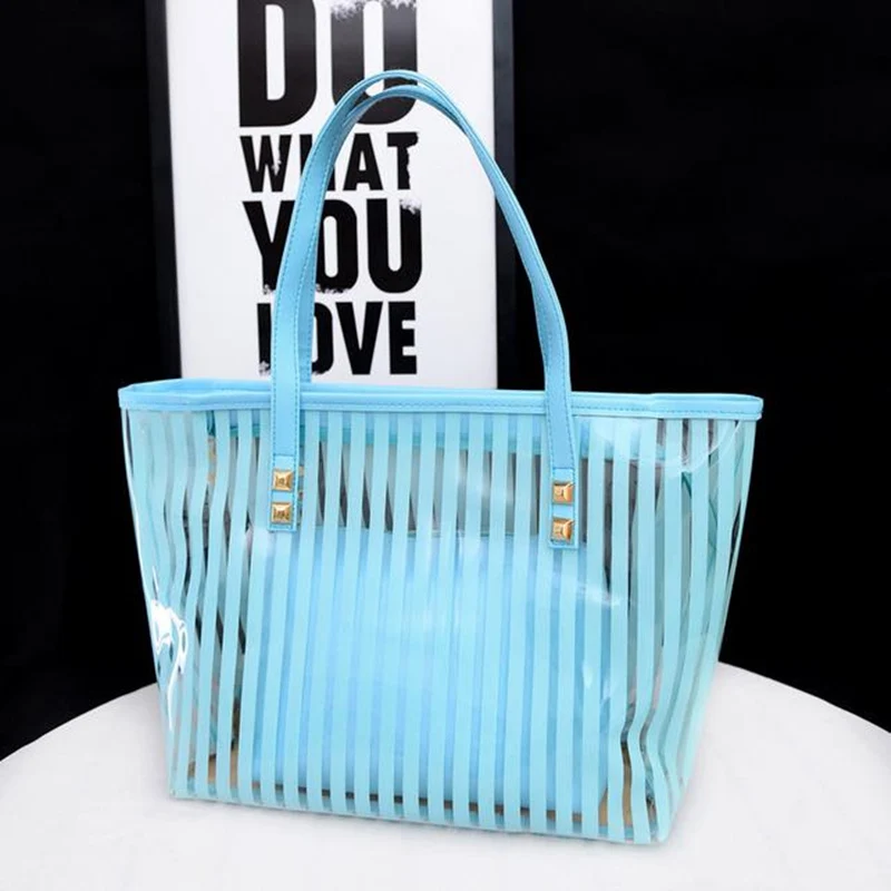 

PACGOTH Women Composite Bag Transparent Jelly Large Shoulder&Crossbody Ladies Clutch Beach Bags 3 Colors 44cm x 29 cm, 1 Piece