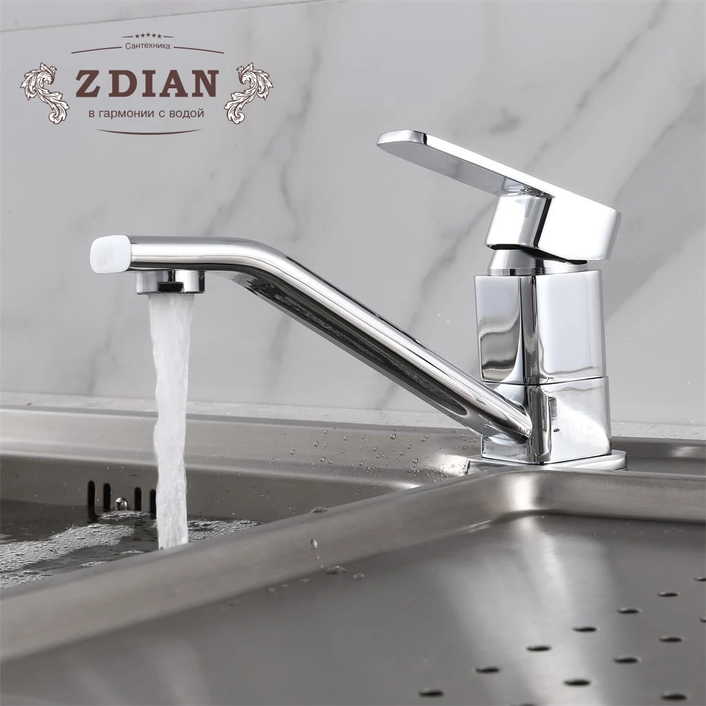 

360 Degree Rotating Deck Mounted Cold and Hot Kitchen Mixer Taps Kitchen Faucet Sink water Faucet Chrome Mixer crane