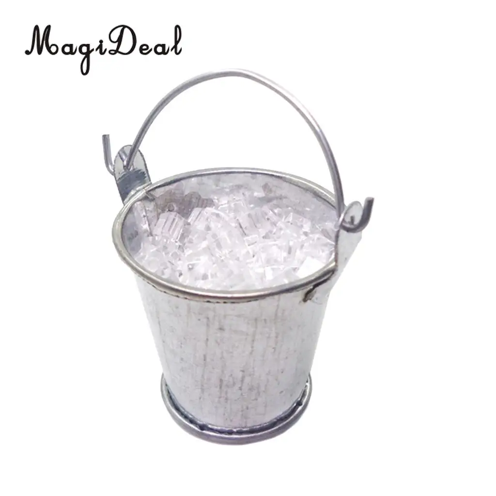 1/12 Dollhouse Miniature Bucket of Ice Set for Dolls Room Living Room Kitchen Garden Ornament Kit Collectibles Children Toy